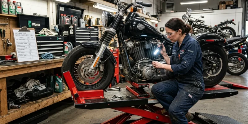 Co zkontrolovat při koupi ojeté motorky: Velký inspekční manuál | RepreMoto Co zkontrolovat při koupi ojeté motorky: Velký inspekční manuál | RepreMoto (Obrázek vygenerovaný umělou inteligencí)